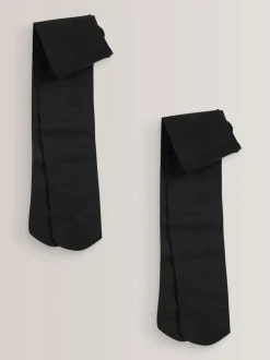 Zwart - 2 Schoolpanty's van 80 denier
