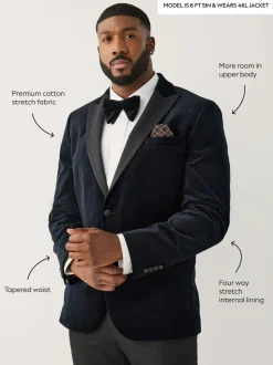 Zwart - Aansluitend - Motionflex stretchyfluwelen Blazer