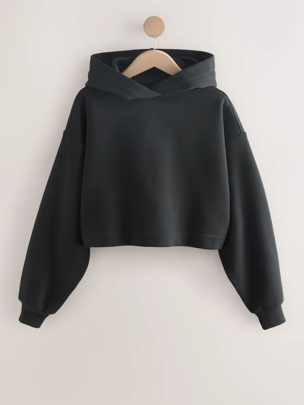 Zwart - Actieve cropped hoodie