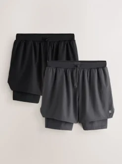 Zwart - Active 2-In-1 Shorts 2 Pack