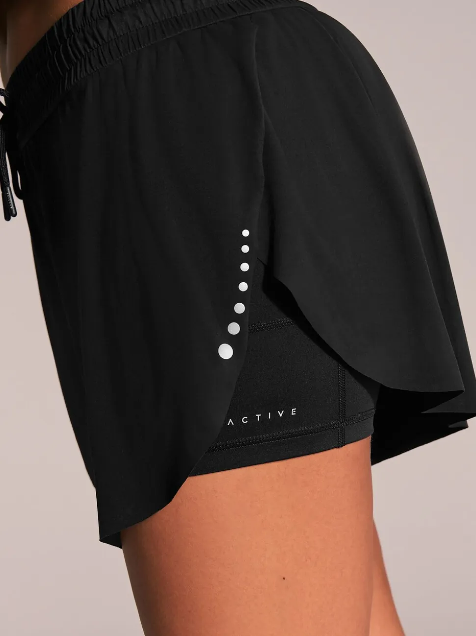 Zwart - Active Sports Hardloopshorts met jerseylagen en zakken
