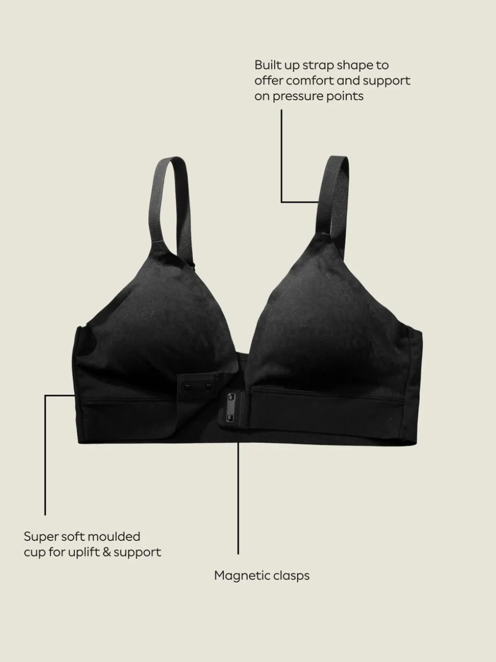Zwart - Adaptive Animal Jaquard Bralette