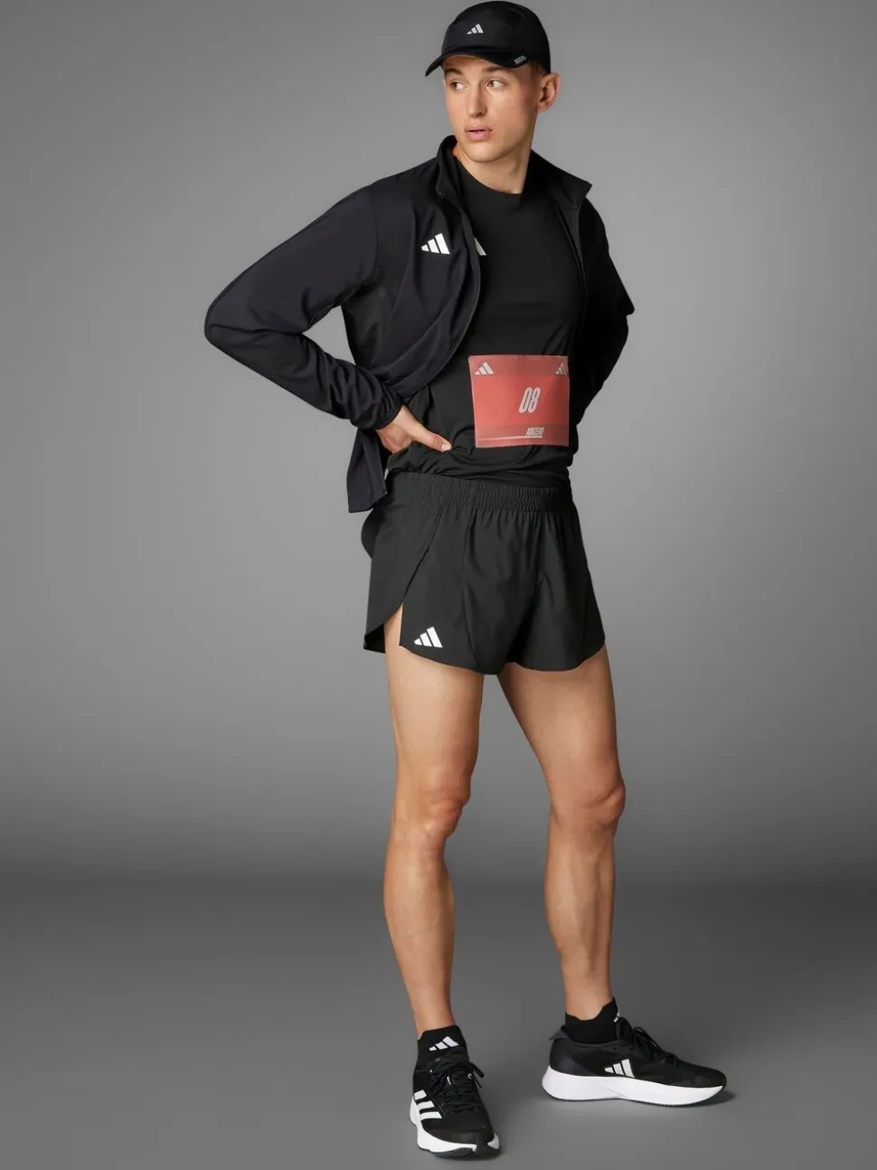 Zwart - adidas Adizero Essentials hardloopshorts met split
