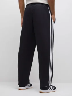 Zwart - adidas Essentials Three Stripes Fleece Wide Leg Trousers
