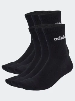 Zwart - Adidas Linear Crew Sokken - Gevoerde Sokken 6 Paar