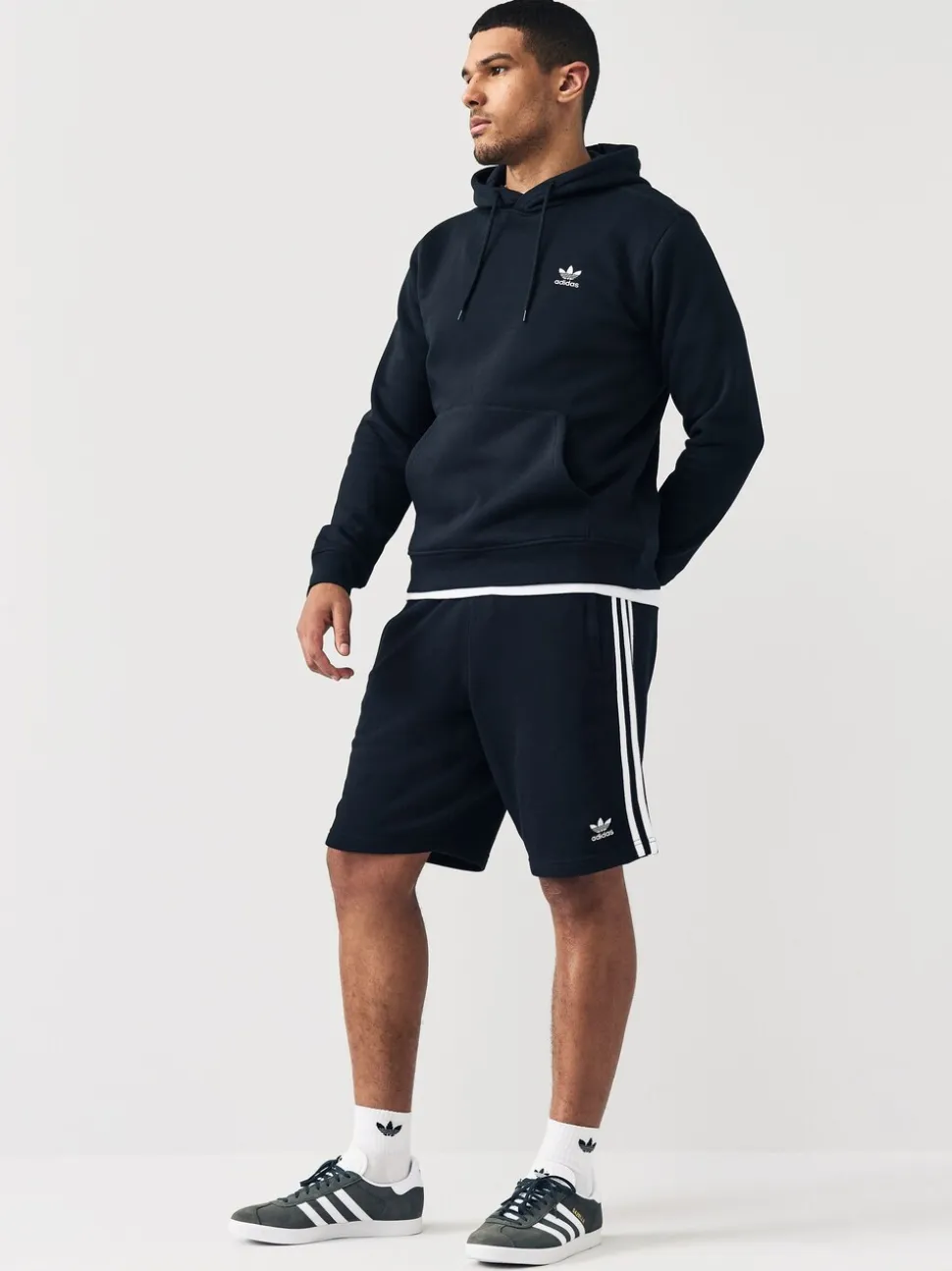 Zwart - adidas Originals Adicolor short met 3 strepen