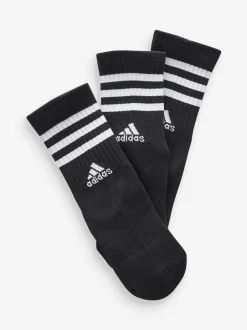 Zwart - adidas 3-strepen lange sokken 3 stuks