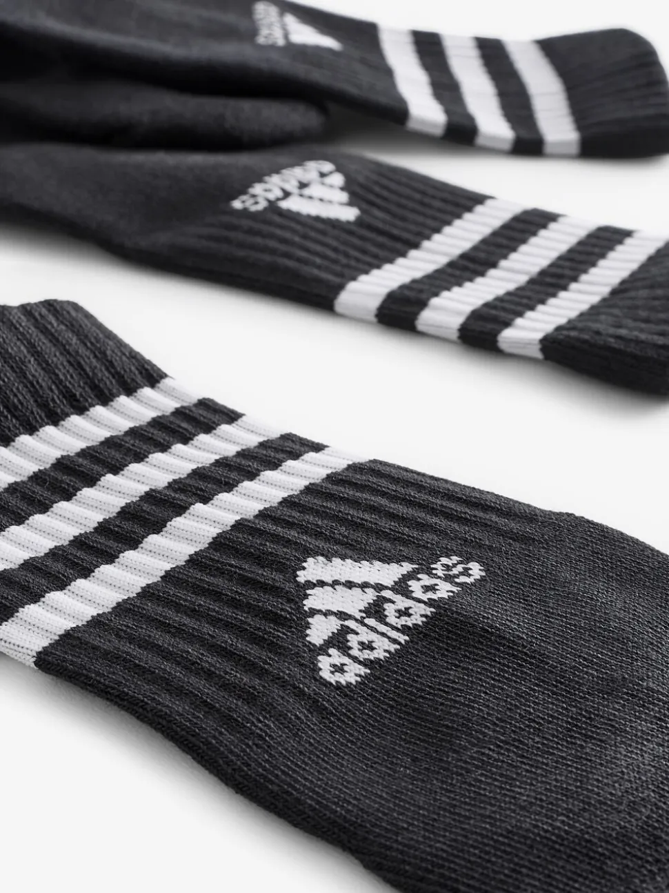 Zwart - adidas 3-strepen lange sokken 3 stuks
