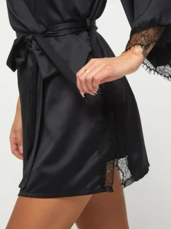 Zwart - Ann Summers Cherryann satijnen kimono