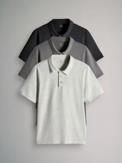 Zwart / antraciet / gemêleerd grijs - The Set 3 Pack Short Sleeve Cotton Jersey Polo Shirts