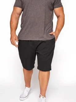 Zwart - BadRhino Big & Tall Stretch Elasticated Waist Chinos Shorts