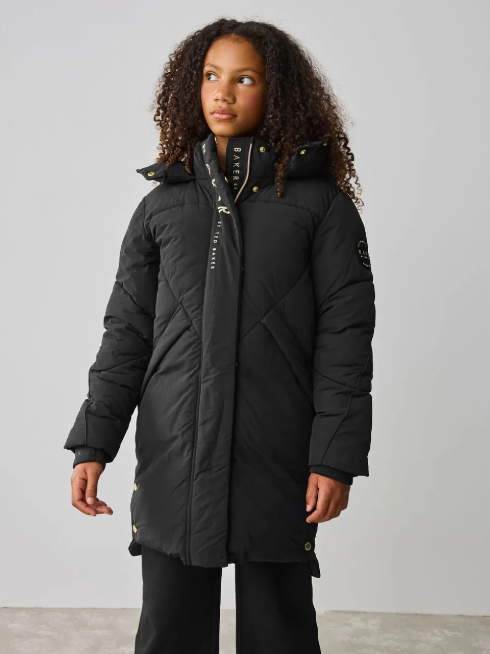 Zwart - Baker by Ted Baker meisjes regenbestendige gewatteerde lange jas