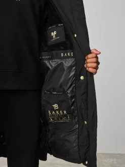 Zwart - Baker by Ted Baker meisjes regenbestendige gewatteerde lange jas