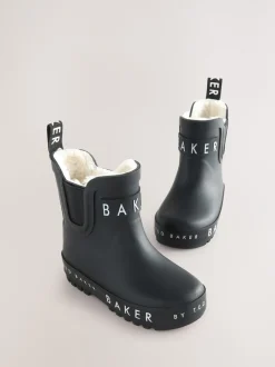 Zwart - Baker by Ted Baker - gevoerde regenlaarzen van imitatiebont voor jongens