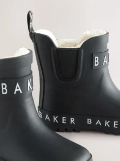 Zwart - Baker by Ted Baker - gevoerde regenlaarzen van imitatiebont voor jongens