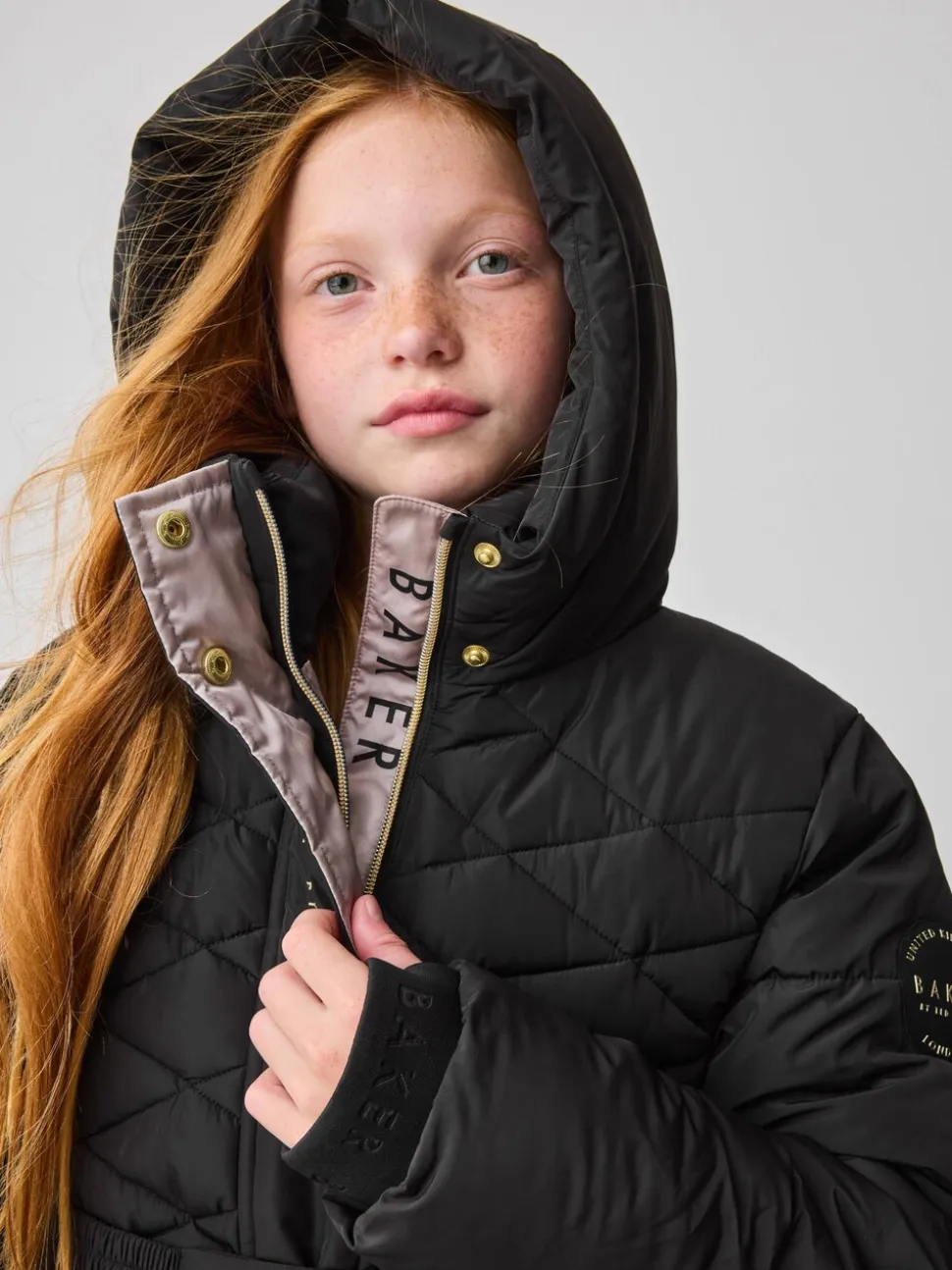 Zwart - Baker by Ted Baker - Regenbestendige halfzware gevoerde jas met ceintuur