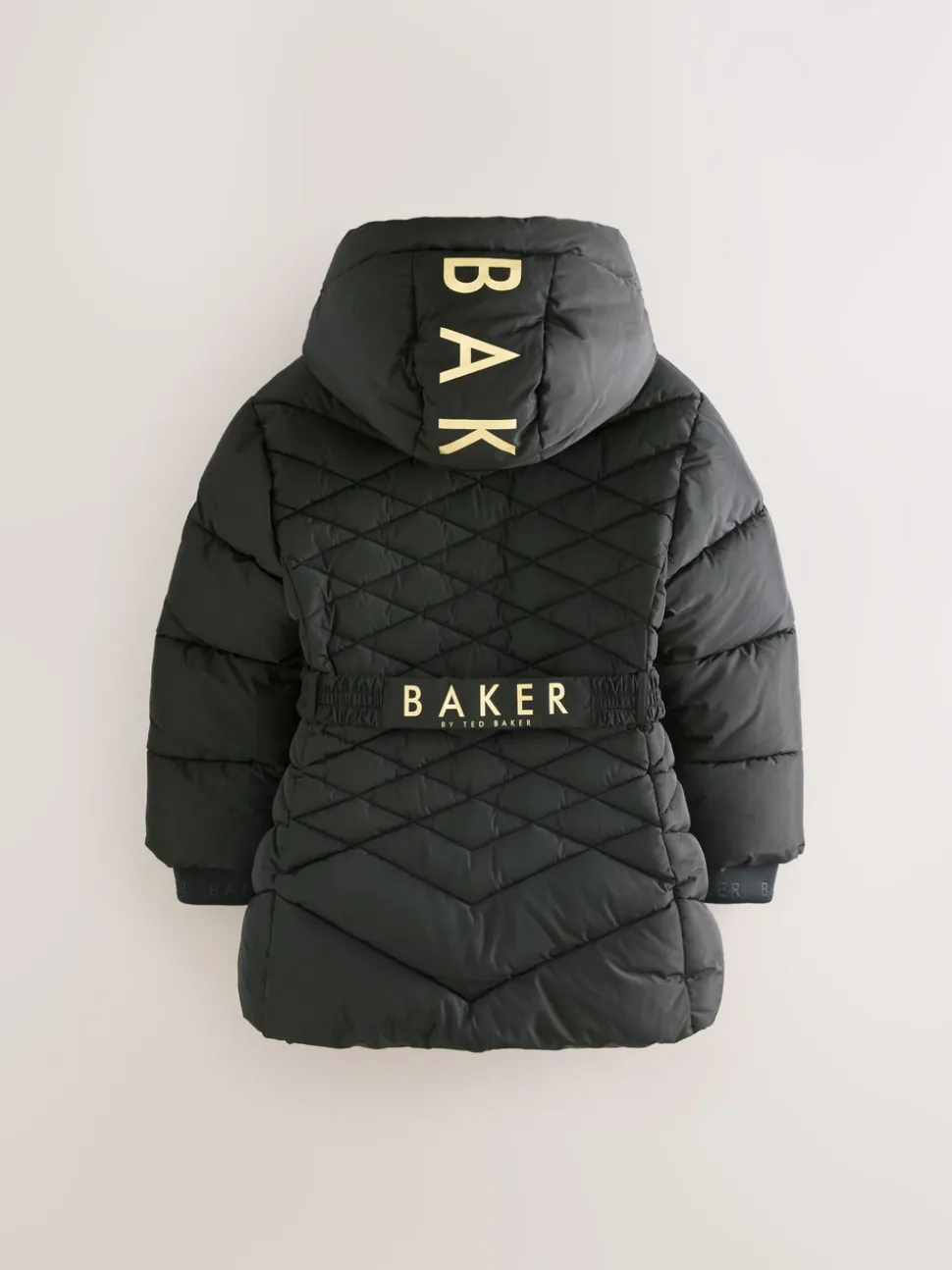 Zwart - Baker by Ted Baker - Regenbestendige halfzware gevoerde jas met ceintuur