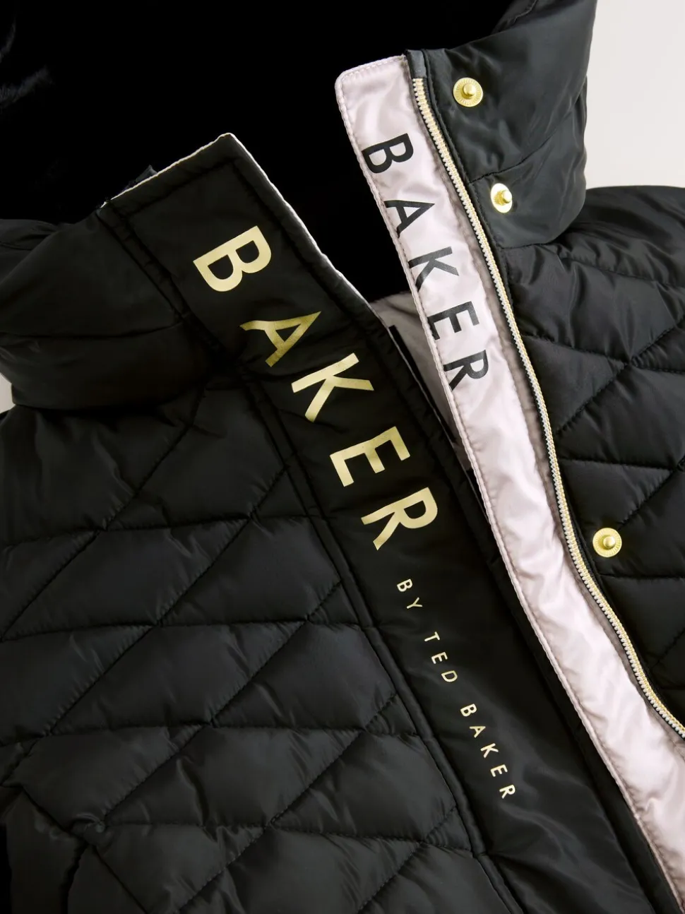 Zwart - Baker by Ted Baker - Regenbestendige halfzware gevoerde jas met ceintuur