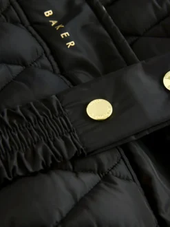 Zwart - Baker by Ted Baker - Regenbestendige halfzware gevoerde jas met ceintuur