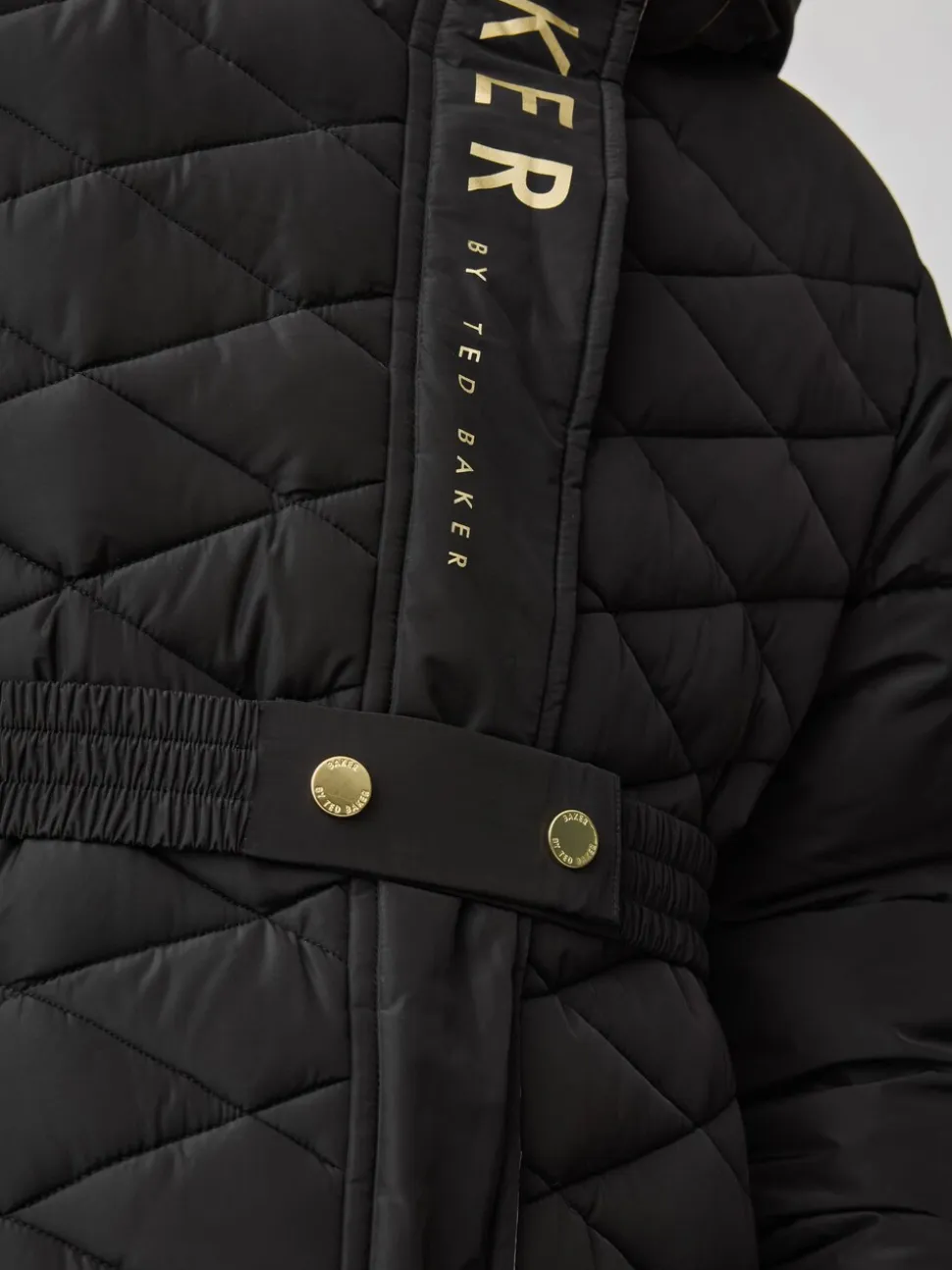 Zwart - Baker by Ted Baker - Regenbestendige halfzware gevoerde jas met ceintuur