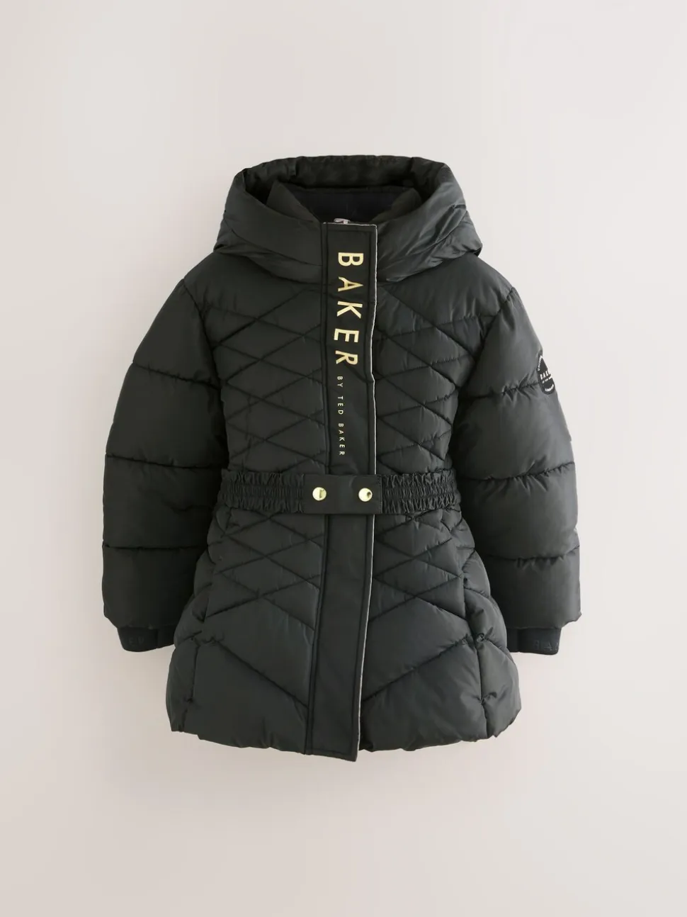 Zwart - Baker by Ted Baker - Regenbestendige halfzware gevoerde jas met ceintuur