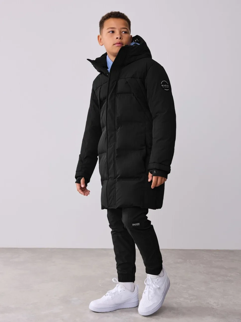 Zwart - Baker By Ted Baker regenbestendige gewateerde lange jas
