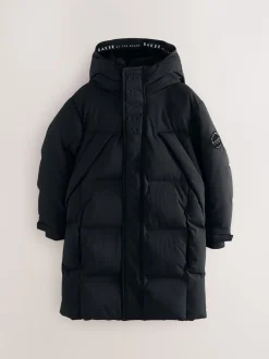 Zwart - Baker By Ted Baker regenbestendige gewateerde lange jas