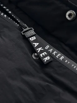 Zwart - Baker By Ted Baker regenbestendige gewateerde lange jas