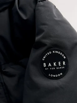 Zwart - Baker By Ted Baker regenbestendige gewateerde lange jas