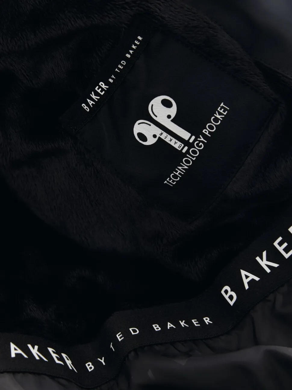 Zwart - Baker By Ted Baker regenbestendige gewateerde lange jas