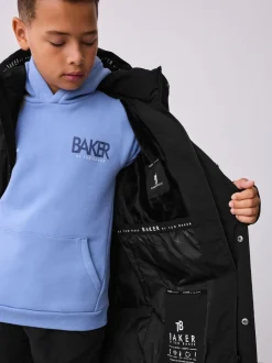 Zwart - Baker By Ted Baker regenbestendige gewateerde lange jas