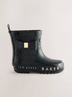 Zwart - Baker by Ted Baker Girls Faux Fur Lined Welly Boots with Bow