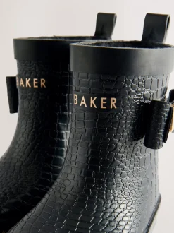 Zwart - Baker by Ted Baker Girls Faux Fur Lined Welly Boots with Bow