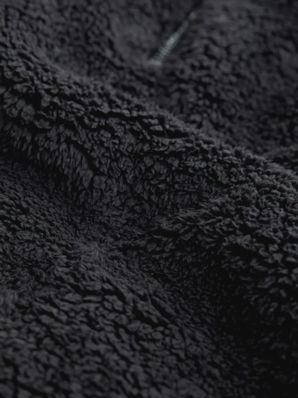 Zwart - Borg fleece met korte rits