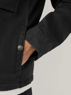 Zwart - Borg Lined Zip Through Funnel Jacket