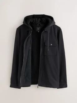 Zwart - Borg overshirt met fleecevoering