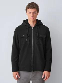 Zwart - Borg overshirt met fleecevoering