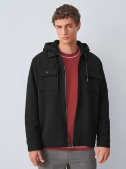 Zwart - Borg overshirt met fleecevoering