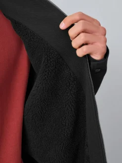 Zwart - Borg overshirt met fleecevoering