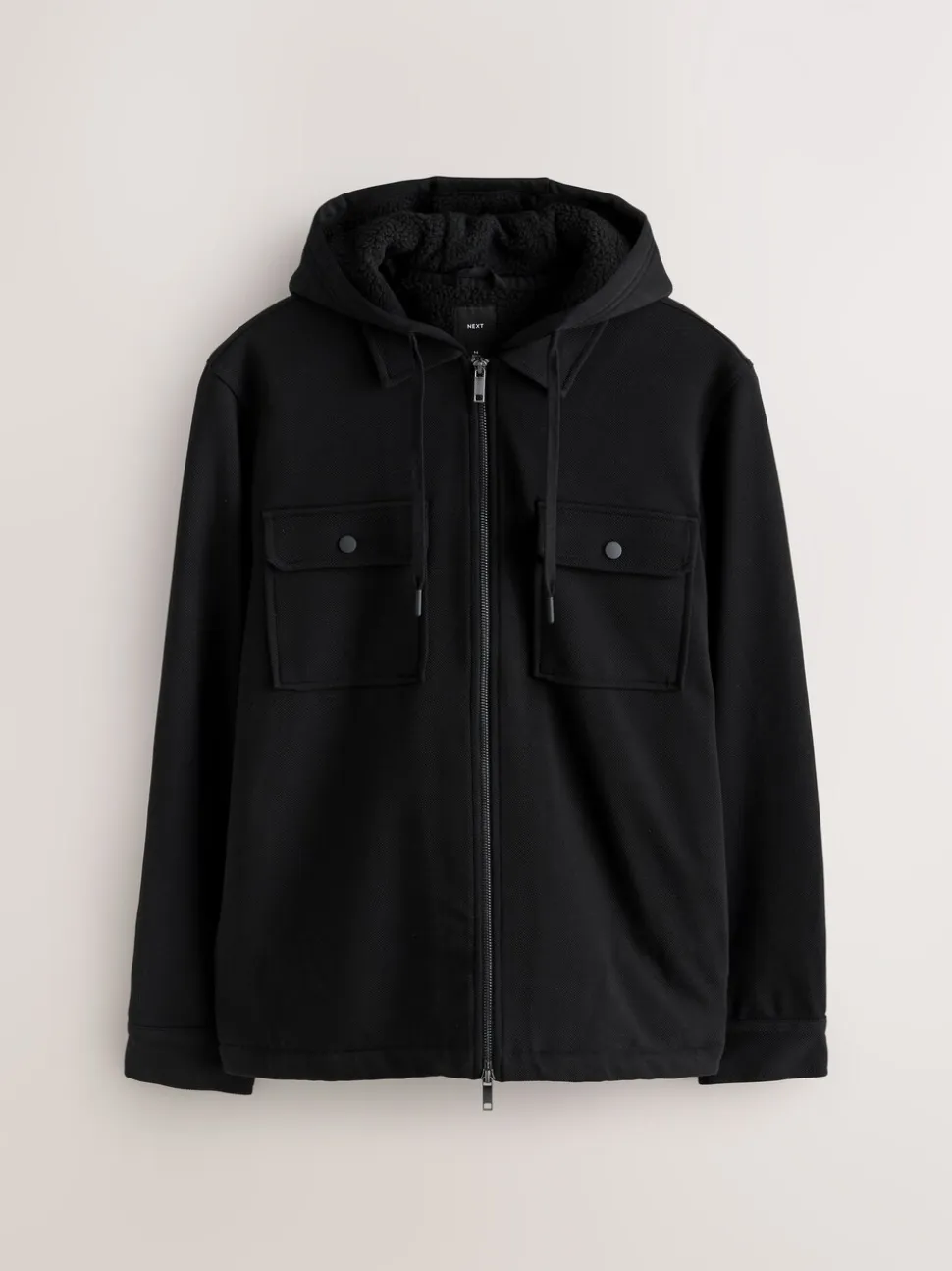 Zwart - Borg overshirt met fleecevoering