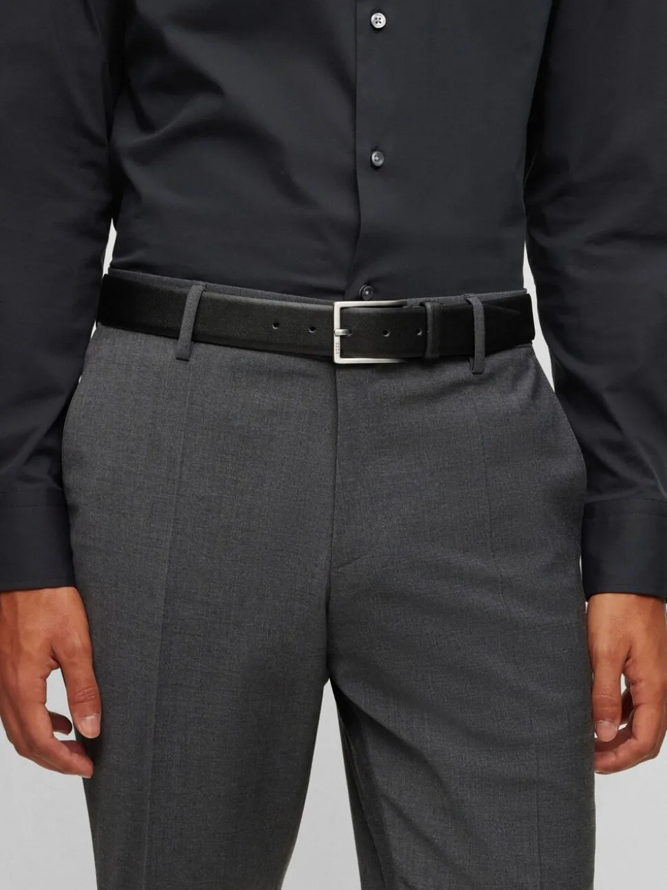 Zwart - BOSS Erman leren riem