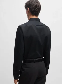 Zwart - BOSS Joe Regular fit stretchy poplin Oxford-overhemd