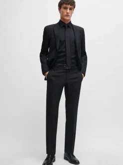 Zwart - BOSS Joe Regular fit stretchy poplin Oxford-overhemd