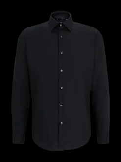 Zwart - BOSS Joe Regular fit stretchy poplin Oxford-overhemd