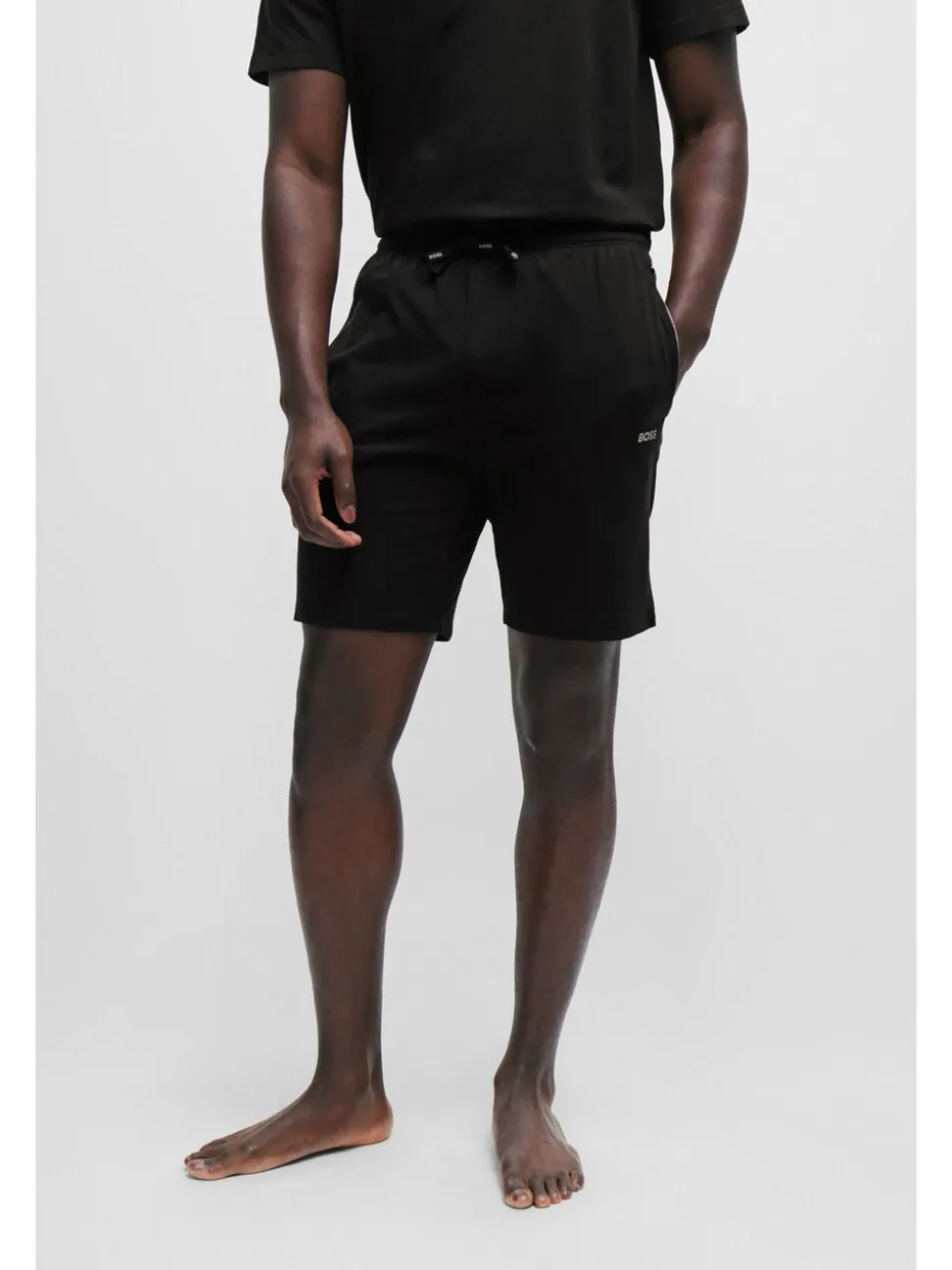 Zwart - BOSS Regular-Fit stretchy Short met Logo