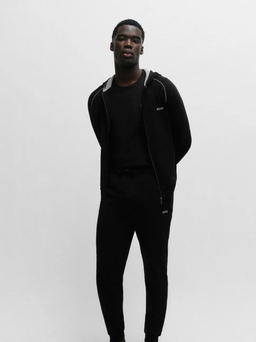 Zwart - BOSS stretchy katoenen Trainingspak