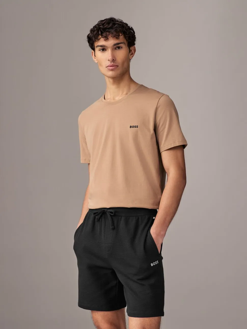 Zwart - BOSS Waffle Shorts