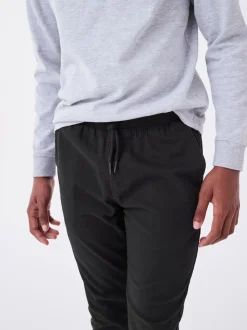 Zwart - Broek met geribde elastische taille (3-16 jr)