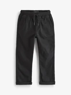 Zwart - Broek met geribde elastische taille (3-16 jr)