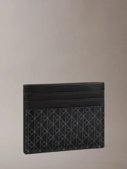 Zwart - Calvin Klein Allover Monogram Logo Card Holder